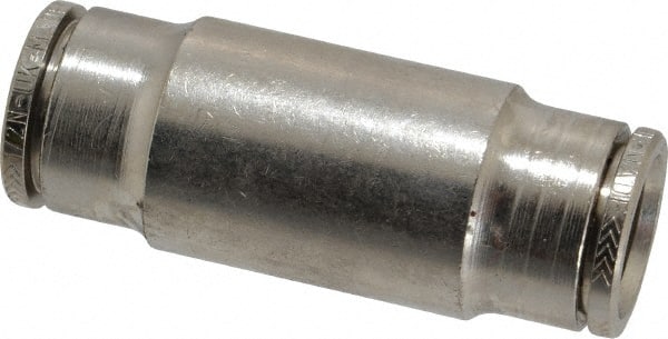 Norgren - 1/2" Outside Diam, Nickel Plated Brass Push-to-Connect Tube Union - 260 Max psi, Tube to Tube Connection - Exact Tooling