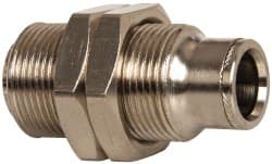 Norgren - 5/32" Outside Diam, M10x1.0, Nickel Plated Brass Push-to-Connect Bulkhead Union - 260 Max psi, Tube to Tube Connection - Exact Tooling