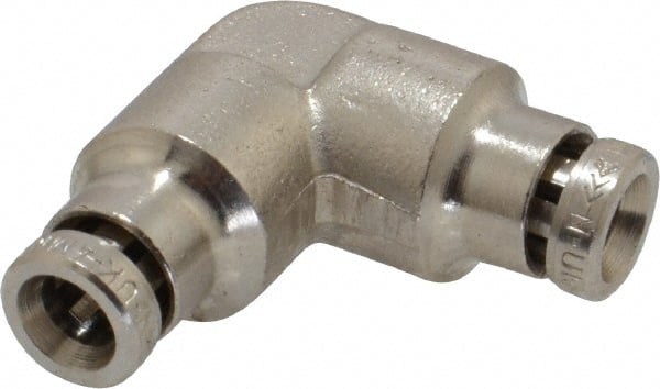 Norgren - 5/32" Outside Diam, Nickel Plated Brass Push-to-Connect Tube Union Elbow - 260 Max psi, Tube to Tube Connection - Exact Tooling