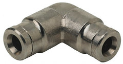 Norgren - 3/16" Outside Diam, Nickel Plated Brass Push-to-Connect Tube Union Elbow - 260 Max psi, Tube to Tube Connection - Exact Tooling