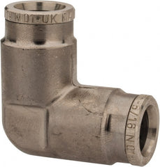 Norgren - 5/16" Outside Diam, Nickel Plated Brass Push-to-Connect Tube Union Elbow - 260 Max psi, Tube to Tube Connection - Exact Tooling