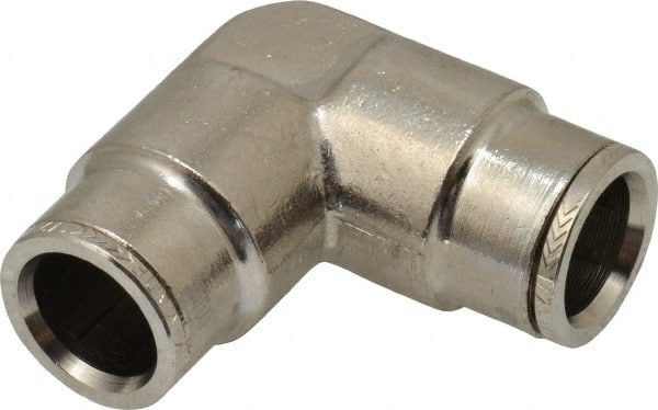 Norgren - 1/2" Outside Diam, Nickel Plated Brass Push-to-Connect Tube Union Elbow - 260 Max psi, Tube to Tube Connection - Exact Tooling