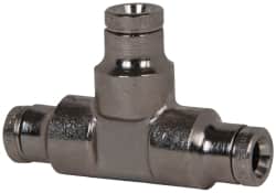 Norgren - 5/32" Outside Diam, Nickel Plated Brass Push-to-Connect Tube Union Tee - 260 Max psi, Tube to Tube Connection - Exact Tooling