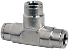 Norgren - 3/8" Outside Diam, Nickel Plated Brass Push-to-Connect Tube Union Tee - 260 Max psi, Tube to Tube Connection - Exact Tooling