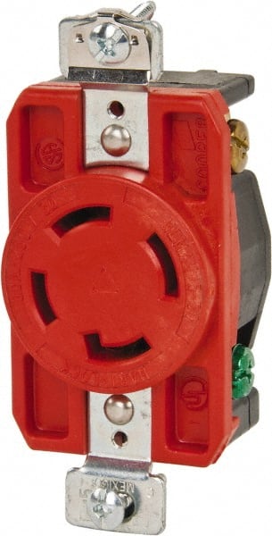 Cooper Wiring Devices - 250 VAC, 30 Amp, L15-30R NEMA, Isolated Ground Receptacle - 3 Poles, 4 Wire, Female End, Orange - Exact Tooling