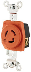Cooper Wiring Devices - 125 VAC, 15 Amp, L15-15R NEMA, Isolated Ground Receptacle - 2 Poles, 3 Wire, Female End, Orange - Exact Tooling