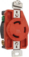 Cooper Wiring Devices - 125 VAC, 30 Amp, L5-30R NEMA, Isolated Ground Receptacle - 2 Poles, 3 Wire, Female End, Orange - Exact Tooling