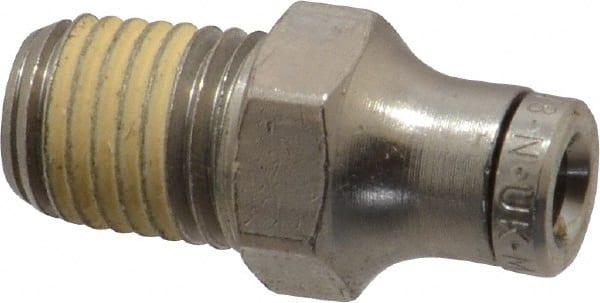 Norgren - 1/16 NPTF, Nickel Plated Brass Push-to-Connect Tube Male Connector - 260 Max psi, Tube to Male NPT Connection - Exact Tooling
