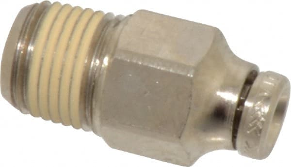 Norgren - 5/32" Tube OD, 1/8 NPTF Nickel Plated Brass Push-to-Connect Tube Male Connector - Tube to Male NPT Connection, 260 Max psi - Exact Tooling