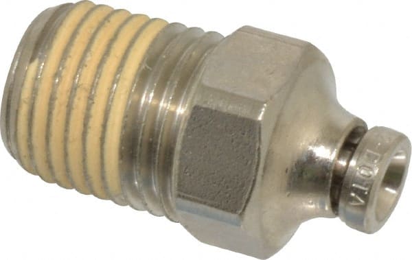 Norgren - 5/32" Tube OD, 1/4 NPTF Nickel Plated Brass Push-to-Connect Tube Male Connector - Tube to Male NPT Connection, 260 Max psi - Exact Tooling