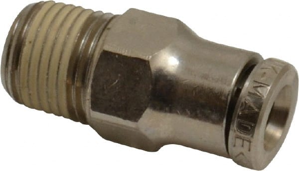 Norgren - 1/8 NPTF, Nickel Plated Brass Push-to-Connect Tube Male Connector - 260 Max psi, Tube to Male NPT Connection - Exact Tooling