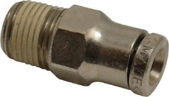 Norgren - 1/8 NPTF, Nickel Plated Brass Push-to-Connect Tube Male Connector - 260 Max psi, Tube to Male NPT Connection - Exact Tooling