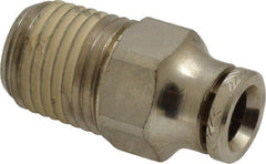 Norgren - 1/4 NPTF, Nickel Plated Brass Push-to-Connect Tube Male Connector - 260 Max psi, Tube to Male NPT Connection - Exact Tooling