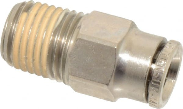 Norgren - 5/16" Tube OD, 1/4 NPTF Nickel Plated Brass Push-to-Connect Tube Male Connector - Tube to Male NPT Connection, 260 Max psi - Exact Tooling