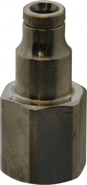 Norgren - 1/8 NPTF, Nickel Plated Brass Push-to-Connect Tube Female Connector - 260 Max psi, Tube to Male NPT Connection - Exact Tooling