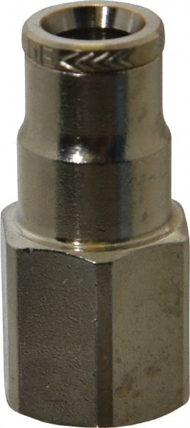 Norgren - 1/8 NPTF, Nickel Plated Brass Push-to-Connect Tube Female Connector - 260 Max psi, Tube to Male NPT Connection - Exact Tooling