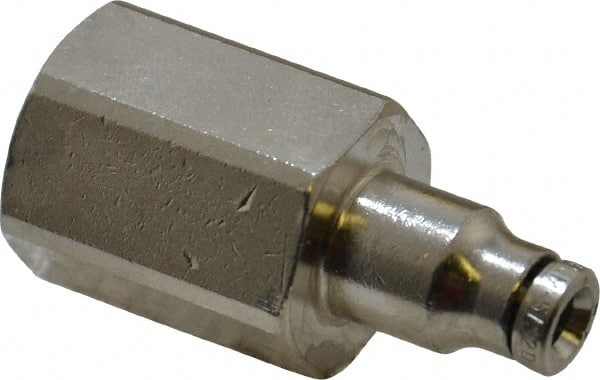 Norgren - 1/4 NPTF, Nickel Plated Brass Push-to-Connect Tube Female Connector - 260 Max psi, Tube to Male NPT Connection - Exact Tooling