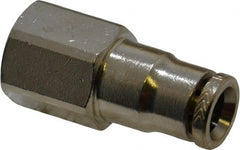 Norgren - 1/8 NPTF, Nickel Plated Brass Push-to-Connect Tube Female Connector - 260 Max psi, Tube to Male NPT Connection - Exact Tooling