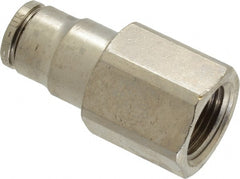 Norgren - 3/8 NPTF, Nickel Plated Brass Push-to-Connect Tube Female Connector - 260 Max psi, Tube to Male NPT Connection - Exact Tooling