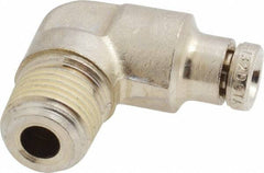 Norgren - 1/8 NPTF, Nickel Plated Brass Push-to-Connect Tube Male Elbow - 260 Max psi, Tube to Male NPT Connection - Exact Tooling