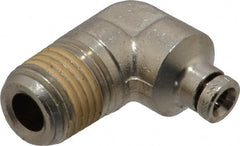 Norgren - 1/4 NPTF, Nickel Plated Brass Push-to-Connect Tube Male Elbow - 260 Max psi, Tube to Male NPT Connection - Exact Tooling