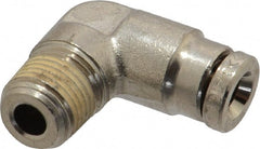 Norgren - 1/8 NPTF, Nickel Plated Brass Push-to-Connect Tube Male Elbow - 260 Max psi, Tube to Male NPT Connection - Exact Tooling