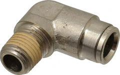Norgren - 1/4 NPTF, Nickel Plated Brass Push-to-Connect Tube Male Elbow - 260 Max psi, Tube to Male NPT Connection - Exact Tooling