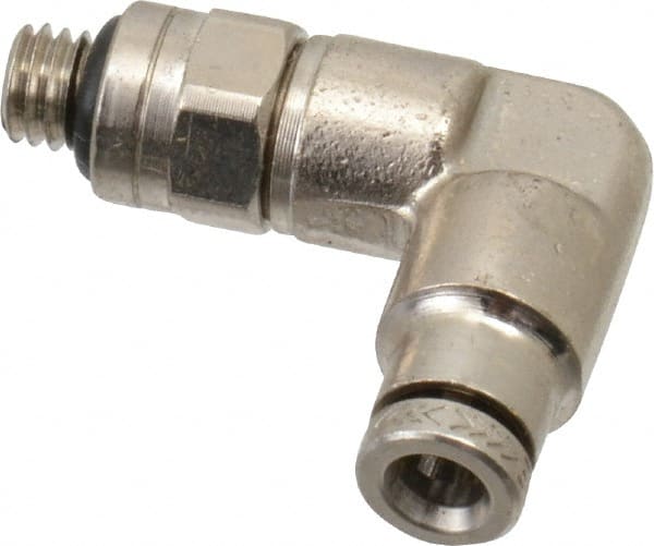 Norgren - 10-32 UNF, Nickel Plated Brass Push-to-Connect Tube Male Swivel Elbow - 260 Max psi, Tube to Male UNF Connection - Exact Tooling