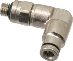 Norgren - 10-32 UNF, Nickel Plated Brass Push-to-Connect Tube Male Swivel Elbow - 260 Max psi, Tube to Male UNF Connection - Exact Tooling