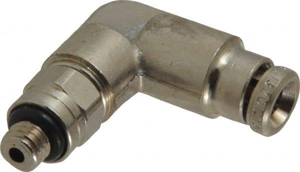 Norgren - 10-32 UNF, Nickel Plated Brass Push-to-Connect Tube Male Swivel Elbow - 260 Max psi, Tube to Male UNF Connection - Exact Tooling