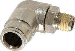 Norgren - 1/8 NPTF, Nickel Plated Brass Push-to-Connect Tube Male Swivel Elbow - 260 Max psi, Tube to Male NPT Connection - Exact Tooling