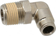 Norgren - 1/2 NPTF, Nickel Plated Brass Push-to-Connect Tube Male Swivel Elbow - 260 Max psi, Tube to Male NPT Connection - Exact Tooling