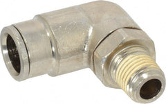 Norgren - 1/4 NPTF, Nickel Plated Brass Push-to-Connect Tube Male Swivel Elbow - 260 Max psi, Tube to Male NPT Connection - Exact Tooling