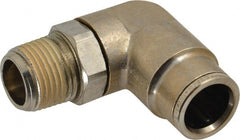 Norgren - 3/8 NPTF, Nickel Plated Brass Push-to-Connect Tube Male Swivel Elbow - 260 Max psi, Tube to Male NPT Connection - Exact Tooling