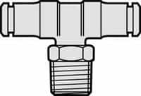 Norgren - 3/8 NPTF, Nickel Plated Brass Push-to-Connect Tube Male Swivel Branch Tee - 260 Max psi, Tube to Male NPT Connection - Exact Tooling