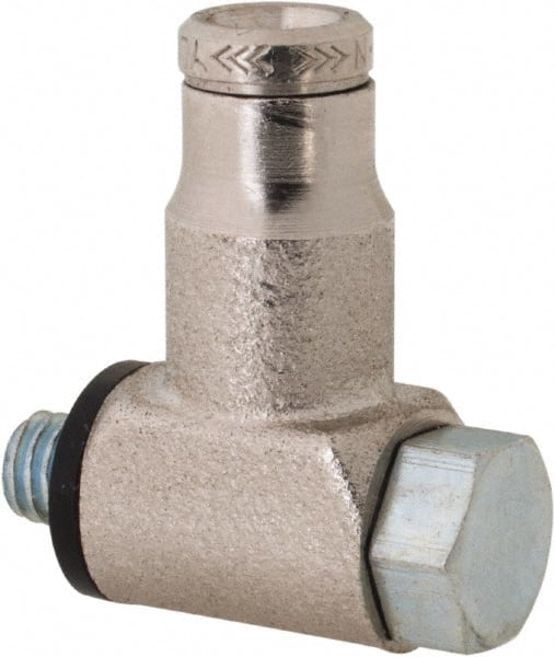 Norgren - 1/4 NPTF, Nickel Plated Brass Push-to-Connect Tube Male Swivel Branch Tee - 260 Max psi, Tube to Male NPT Connection - Exact Tooling