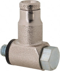 Norgren - 1/4 NPTF, Nickel Plated Brass Push-to-Connect Tube Male Swivel Branch Tee - 260 Max psi, Tube to Male NPT Connection - Exact Tooling