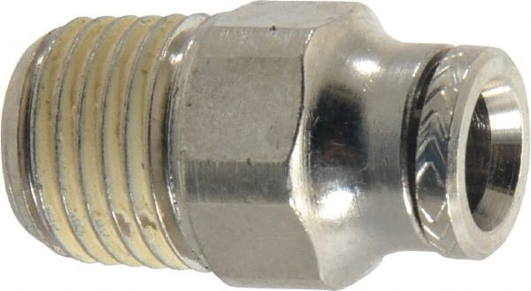 Norgren - 1/4" Outside Diam, 1/4 BSPT, Nickel Plated Brass Push-to-Connect Tube Male Connector - 260 Max psi, Tube to Male Connection - Exact Tooling