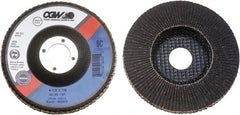 Camel Grinding Wheels - 40 Grit, 4-1/2" Disc Diam, 7/8" Center Hole, Type 27 Silicon Carbide Flap Disc - 13,300 Max RPM, Polyester Backing, Arbor Attaching System, Coated - Exact Tooling