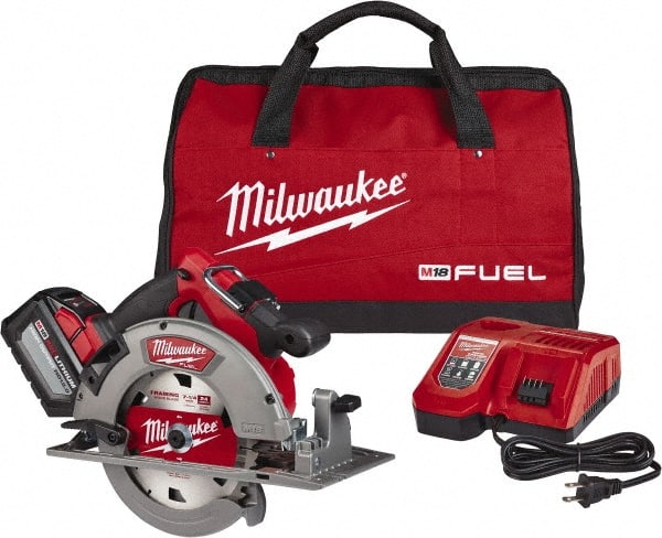 Milwaukee Tool - 18 Volt, 7-1/4" Blade, Cordless Circular Saw - 5,800 RPM, 1 Lithium-Ion Battery Included - Exact Tooling