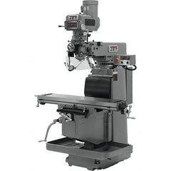 Jet - 12" Table Width x 54" Table Length, Variable Speed Pulley Control, 3 Phase Knee Milling Machine - NT40 Spindle Taper, 5 hp - Exact Tooling