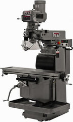 Jet - 12" Table Width x 54" Table Length, Variable Speed Pulley Control, 3 Phase Knee Milling Machine - R8 Spindle Taper, 5 hp - Exact Tooling