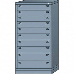 Lyon - 10 Drawer, Standard Eye-Level - Single Drawer Access Cabinet - Steel, 30" Wide x 28-1/4" Deep x 59-1/4" High, Dove Gray - Exact Tooling