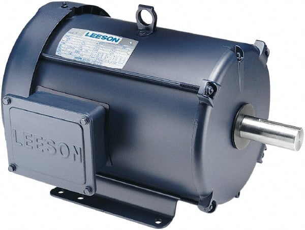Leeson - 3 Max hp, 1,800 Max RPM, Premium Efficient Electric AC DC Motor - 230/460 V Input, Three Phase, 182T Frame, Rigid Base Mount, TEFC Enclosure - Exact Tooling
