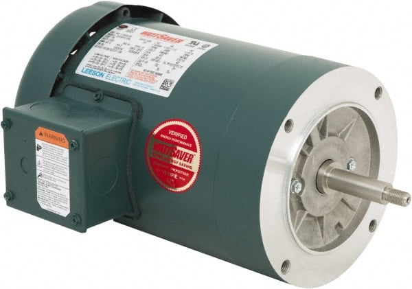 Leeson - 1-1/2 Max hp, 3,600 Max RPM, Premium Efficient Electric AC DC Motor - 230/460 V Input, Three Phase, 56J Frame, C-Face Mount, TEFC Enclosure - Exact Tooling