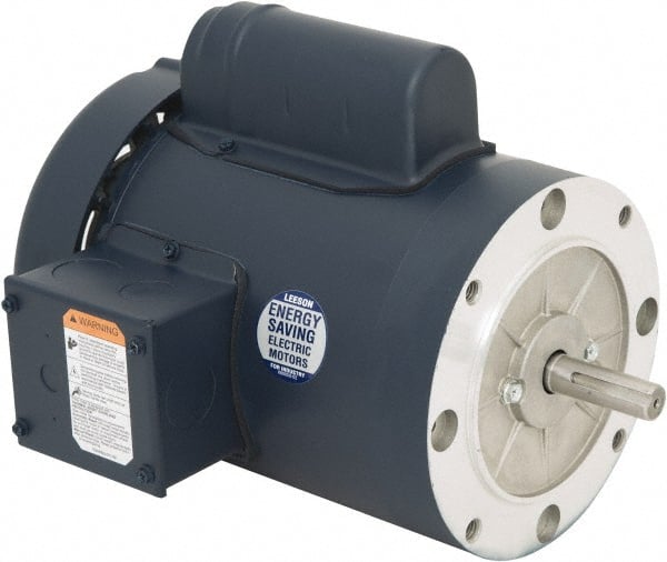 Leeson - 1-1/2 Max hp, 3,600 Max RPM, Capacitor Start Electric AC DC Motor - 115/230 V Input, Single Phase, 56C Frame, 5/8" Shaft Diam, C-Face Mount, TEFC Enclosure - Exact Tooling