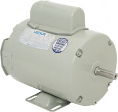 Leeson - 1 Max hp, 3,450 Max RPM, Capacitor Start Electric AC DC Motor - 115/230 V Input, Single Phase, 56Z Frame, 5/8" Shaft Diam, Rigid Base Mount, TEAO Enclosure - Exact Tooling