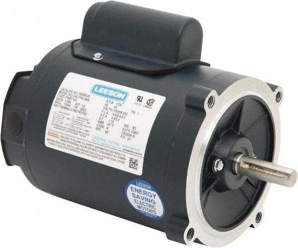 Leeson - 1/3 Max hp, 1,800 Max RPM, Capacitor Start Electric AC DC Motor - 115/230 V Input, Single Phase, S56C Frame, C-Face Mount, TENV Enclosure - Exact Tooling