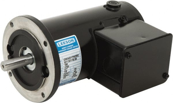 Leeson - 1/8 Max hp, 1,750 Max RPM, Permanent Magnet DC Motors Electric AC DC Motor - 230 V Input, 34D42CZ Frame, C-Face Mount, TENV Enclosure - Exact Tooling