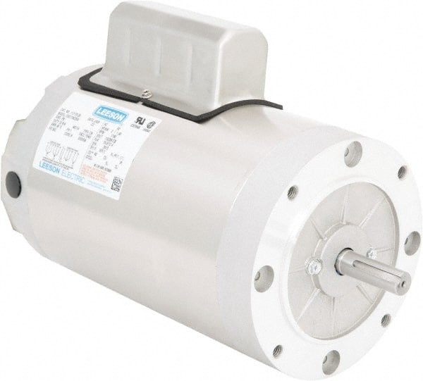 Leeson - 2 Max hp, 1,740 Max RPM, Electric AC DC Motor - 115/208-230 V Input, Single Phase, 56C Frame, C-Face Mount, TENV Enclosure - Exact Tooling